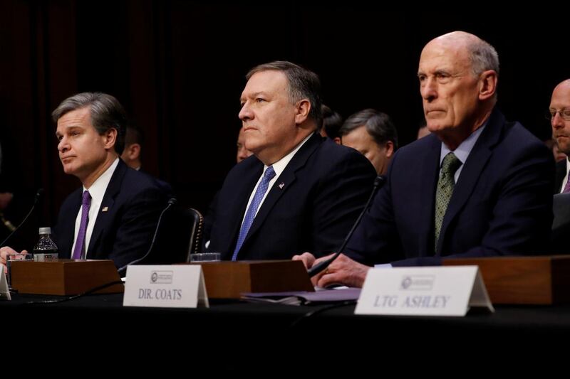 “Frankly, the United States is under attack,” Mr Coats said at the Senate Intelligence Committee’s annual hearing on worldwide threats