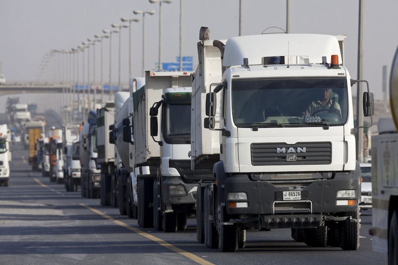 The ban on heavy-vehicle traffic in Ras Al Khaimah comes into effect immediately and drivers breaking the rule will be fined Dh1,000. Jeff Topping / The National