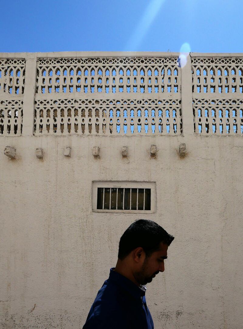 DUBAI, UNITED ARAB EMIRATES , June 4 – 2020 :- Beautiful design on the rooftop boundary wall of one of the old residential building in Bur Dubai area in Dubai. The architecture design of these old building are very different as compare to modern buildings.  (Pawan Singh / The National) For Photo Feature/Online/Instagram.