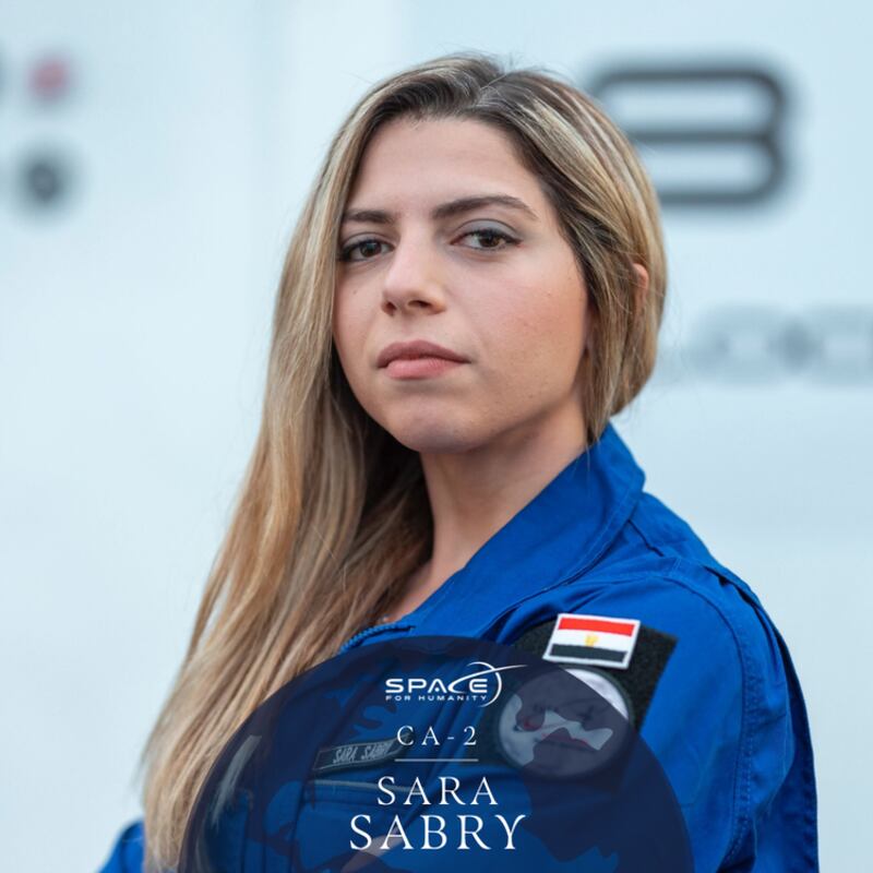 Ms Sabry became the first Egyptian to go on a space tourism flight. Photo: Space for Humanity