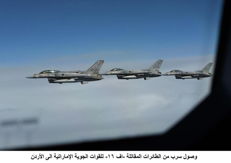 The deployment of UAE jets was aimed at supporting Jordan’s military in the fight against “the brutal terrorist organisation”, which “showed all the world its ugliness and violation of all religious and human values through abominable crimes” that caused “outrage and disgust”. Wam