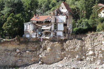 A damaged house after storms in Saint-Martin-Vesubie in 2020. AFP