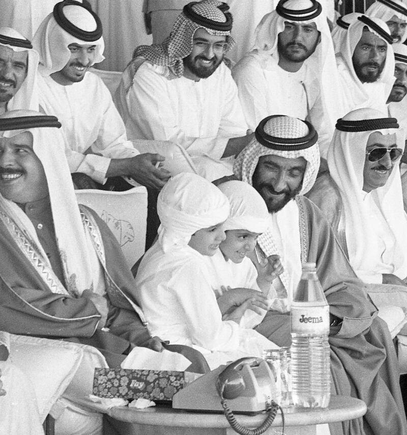 Sheikh Hamdan gets a smile from Sheikh Zayed.