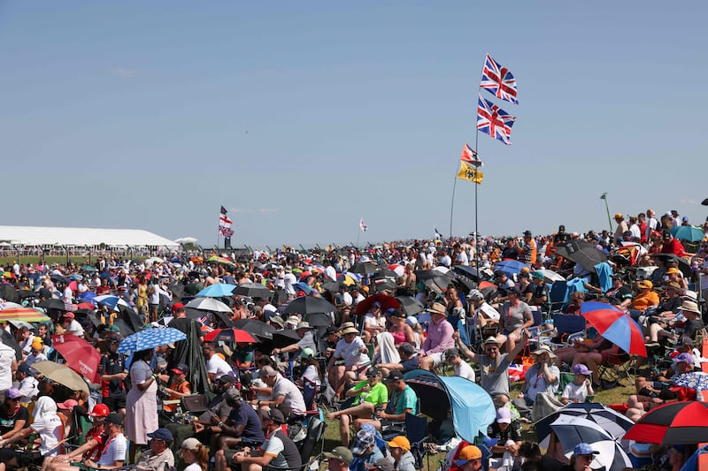 Fans enjoy the action and sunshine at Silverstone.