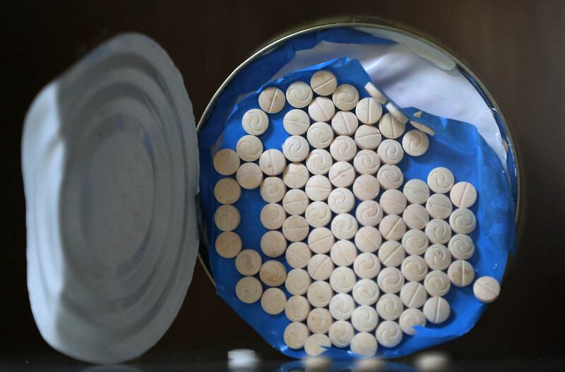 Seized narcotics at a police headquarters in Amman on January 7, 2019. AFP