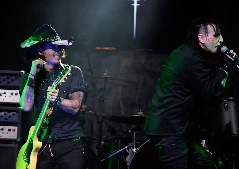 Johnny Depp performs with Marilyn Manson at the 2012 Revolver Golden Gods Award Show in California in 2012. AFP