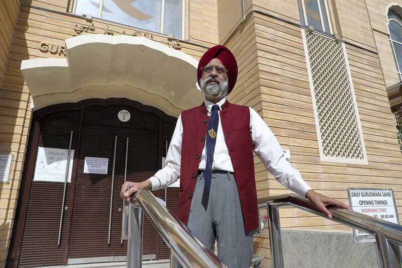 DUBAI, UNITED ARAB EMIRATES , Feb 6 – T P SINGH MANAGING  PEOPLE STADING IN A QUEUE TO GET THE FIRST DOSE OF SINOPHARM VACCINATION DRIVE AT THE GURU NANAK DARBAR GURUDWARA IN DUBAI. Guru Nanak Darbar Gurudwara has partnered with Tamouh Health Care LLC, to provide on-site Sinopharm Vaccination for all residents of the UAE free of charge on 6th, 7th & 8th February 2021.(Pawan Singh / The National) For News/Online