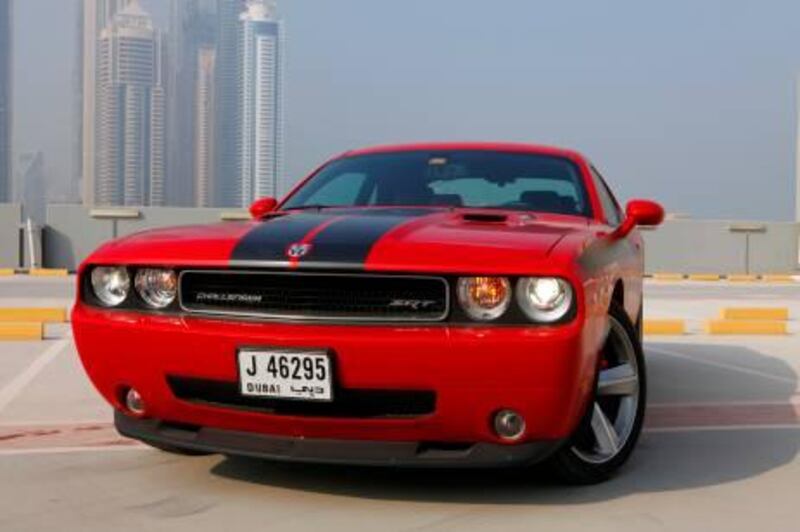 Dubai, 5th October 2010.  Dodge Challenger 2010 model, at the roof top parking in Media City.  (Jeffrey E Biteng / The National)