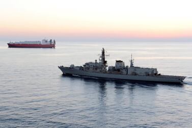 British navy vessel HMS Montrose escorting a vessel during a mission off coast of Cyprus in 2014. AP