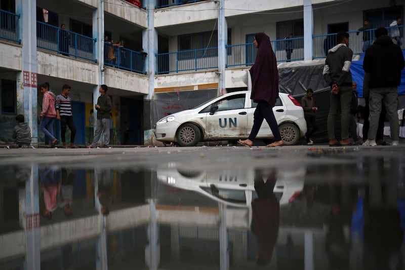 Displaced Palestinians take shelter in a school run by UNRWA in Rafah. AFP
