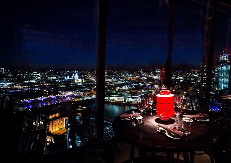 A table with a view at Hutong in London. Paul Winch-Furness / Sauce Communications via Bloomberg News