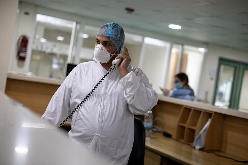 ©2021 Tom Nicholson. 12/01/2021. Beirut, Lebanon. The Intensive Care Unit (ICU) at the Rafic Hariri University Hospital in southern Beirut, Lebanon. The country will go into a more severe lockdown on Thursday to curb a widespread increase in cases of COVID-19 Coronavirus. Photo credit : Tom Nicholson / The National