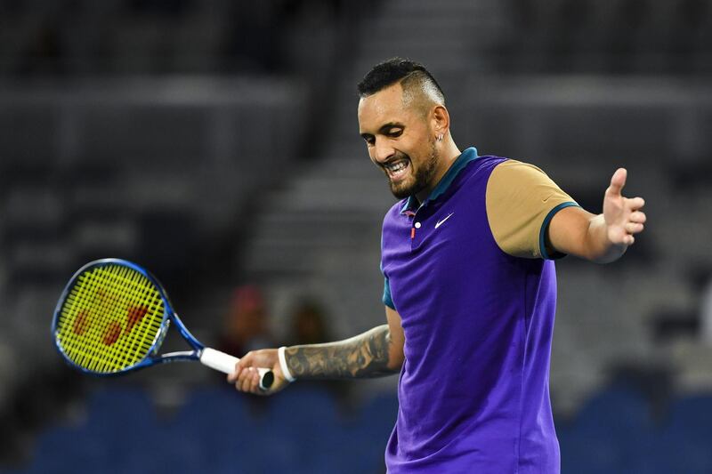 Australia's Nick Kyrgios during his straight-sets win overFederico Ferreira Silva of Portugal. EPA