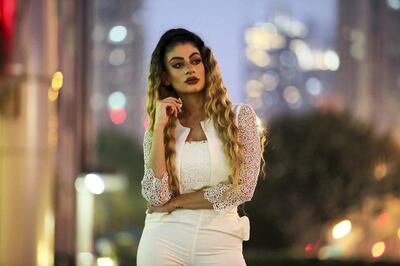 DUBAI ,  UNITED ARAB EMIRATES , JUNE 30 -2019 :- Merhan Keller, an Egyptian model who was abused online by a footballer then supported by Mo Salah at the Dubai Media City in Dubai. ( Pawan Singh / The National ) For News. Story by Nick Webster