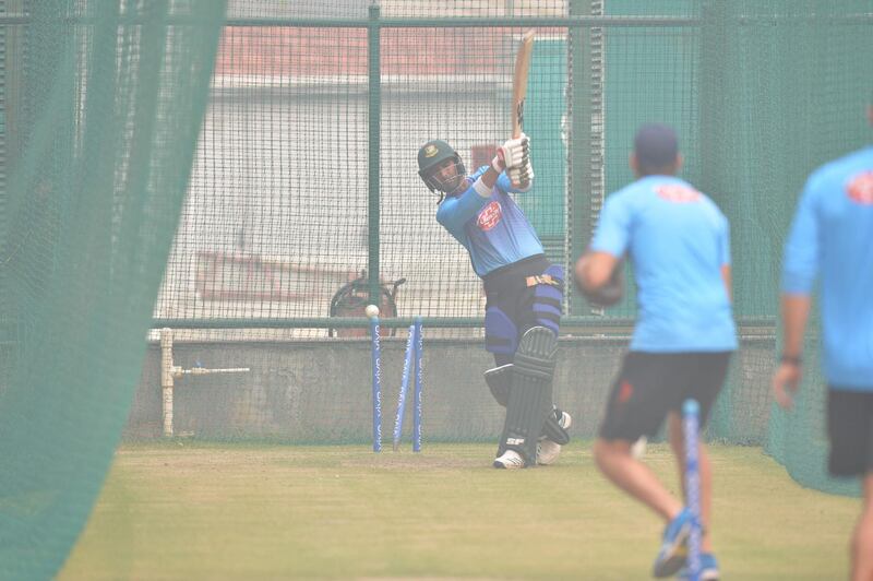 Bangladesh's Mahmudullah bats during training at the Arun Jaitley Cricket Stadium in New Delhi. AFP