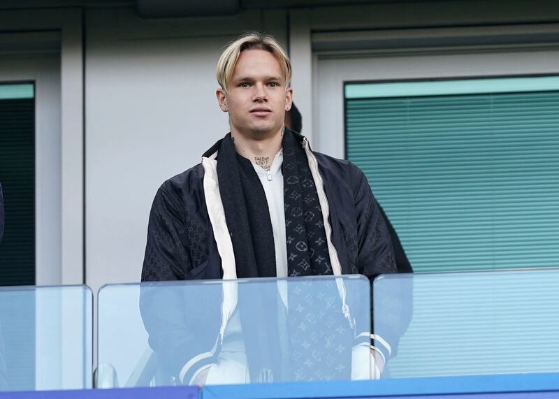 Mykhailo Mudryk watches the game from the stands. PA