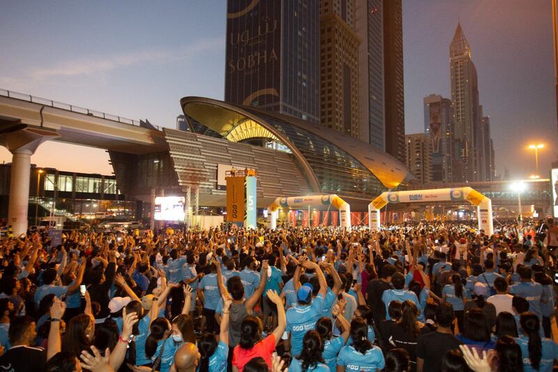 Runners gather outside the Museum of the Future, at the start of the run. Photo: Dubai Media Office