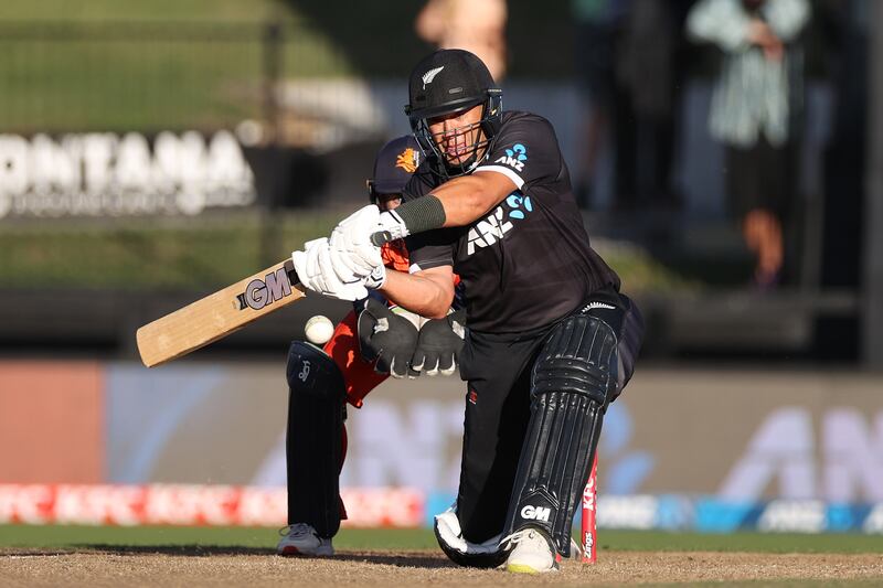 Ross Taylor plays a shot during his final innings for New Zealand. Getty