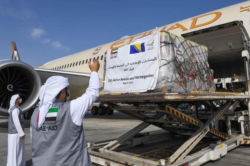 The UAE sent an aircraft containing 51 tonnes of food aid to the Republic of Bosnia and Herzegovina during Ramadan. WAM.