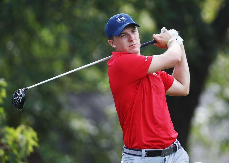 Jordan Spieth hits his tee shot on the third hole during the third round of the Tour Championship at East Lake Golf Club on September 24, 2016 in Atlanta, Georgia. Sam Greenwood / Getty Images