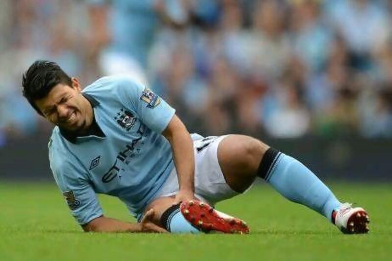 Manchester City’s Sergio Aguero injured his knee in their opening match of the season against Southampton.