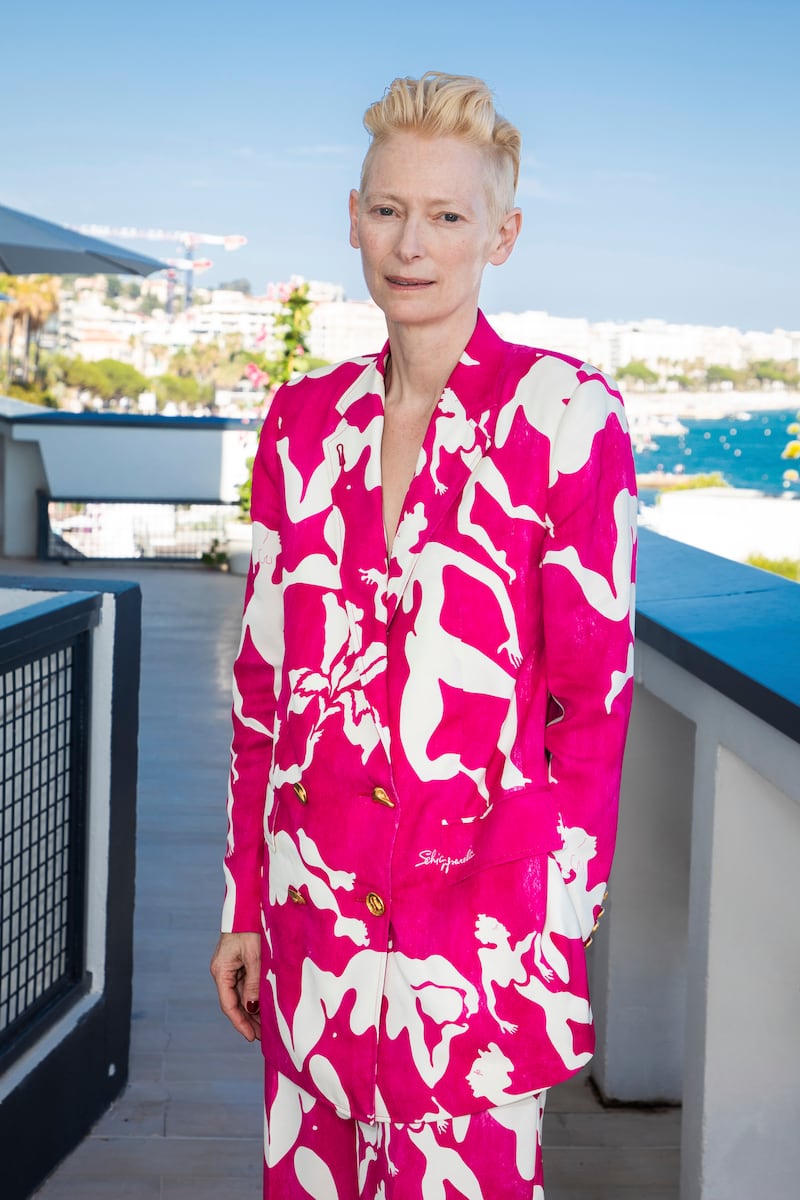 Tilda Swinton attends the screening of 'Friendship's Death' at the 74th annual Cannes Film Festival on July 10, 2021.