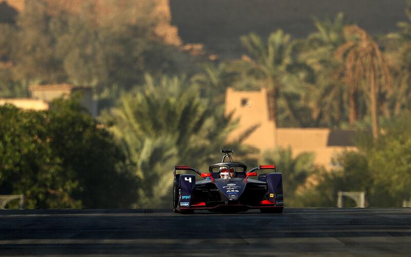 RIYADH, SAUDI ARABIA - NOVEMBER 22: Robin Frijns of The Netherlands driving the (4) Audi e-tron FE06 Envision Virgin Racing  on track during practice ahead of the ABB FIA Formula E Championship - Diriyah E-Prix  on November 22, 2019 in Riyadh, Saudi Arabia. (Photo by Francois Nel/Getty Images)