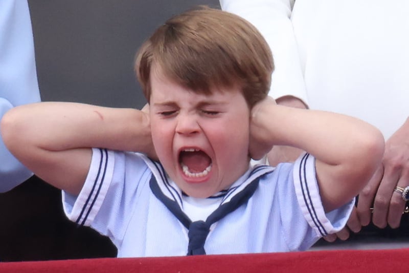 Prince Louis found the RAF flypast a noisy experience.