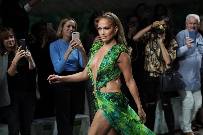 MILAN, ITALY - SEPTEMBER 20: Jennifer Lopez walks the runway at the Versace show during the Milan Fashion Week Spring/Summer 2020 on September 20, 2019 in Milan, Italy. (Photo by Vittorio Zunino Celotto/Getty Images)