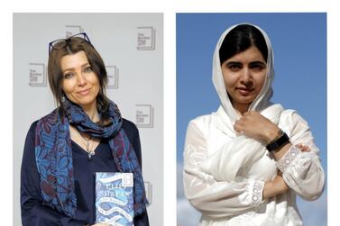 Elif Shafak and Malala Yousafzai will both make virtual appearances at the 2021 Emirates Airline Festival of Literature. AFP, Reuters