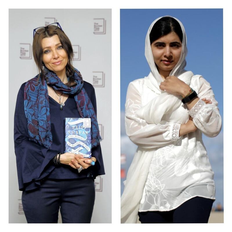 Elif Shafak and Malala Yousafzai will both make virtual appearances at the 2021 Emirates Airline Festival of Literature. AFP, Reuters