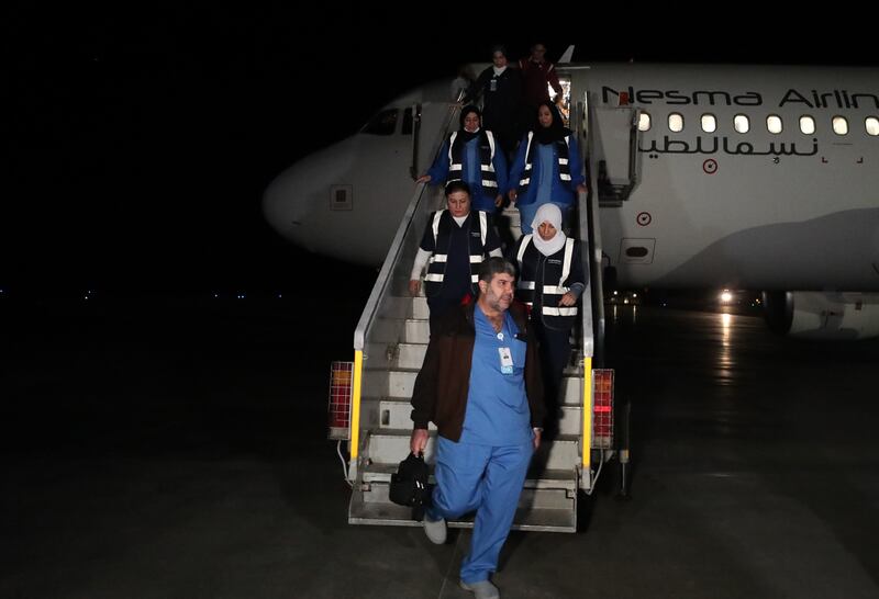Medics arrive in Al Arish ahead of bringing the injured to the UAE.