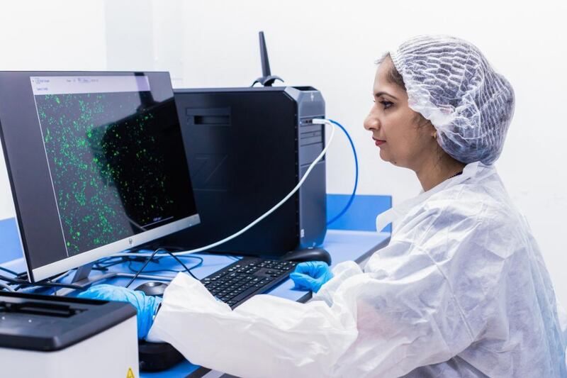 A researcher at Abu Dhabi Stem Cell Centre, which is working to develop crucial therapies for cancer patients. Photo: Wam