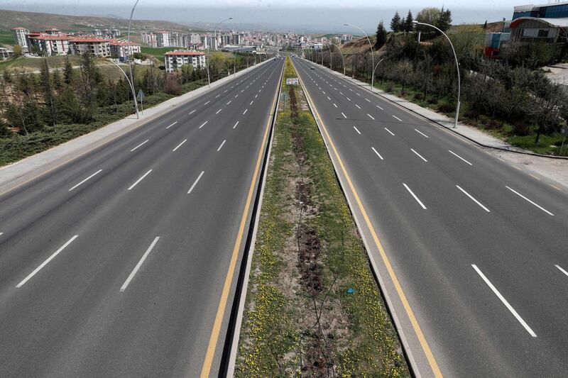 An empty speedway of Ankara, after Turkey entered a full lockdown. AFP