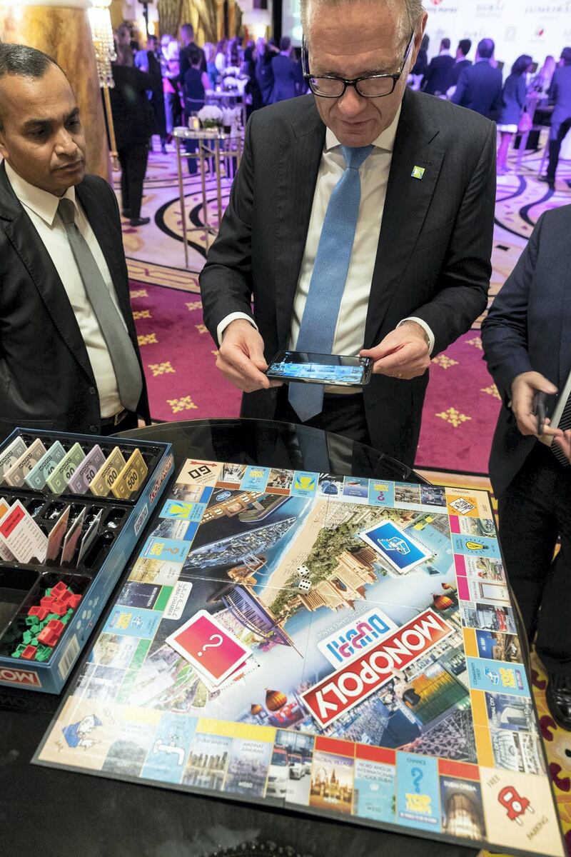 DUBAI, UNITED ARAB EMIRATES. 04 November 2019. Launch of the brand new Dubai Monopoly board at a special event on the 27th floor of the Burj Al Arab. (Photo: Antonie Robertson/The National) Journalist: Farah Andrews. Section: The National.