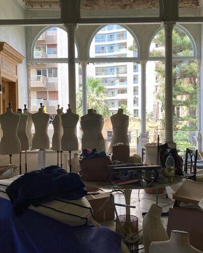 Inside Maison Rabih Kayrouz after the Beirut explosion on Tuesday, August 4. Instagram / jamaloukicon