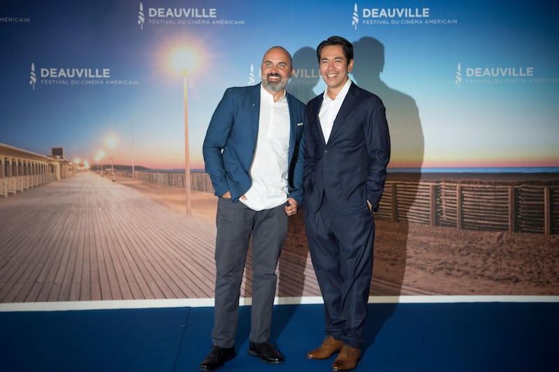 Jake Macapagal and Ben Rekhi pose during a photocall at the 45th Deauville American Film Festival on September 11, 2019. AFP