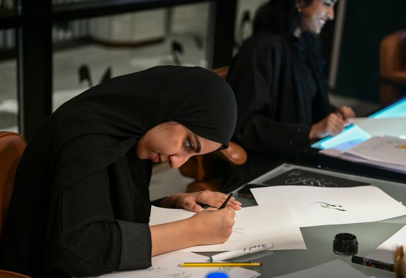 Mariam is a student learning Arabic calligraphy at the Cultural Foundation in Abu Dhabi
