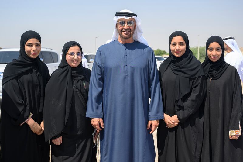 Sheikh Mohamed with family members after the passing of Obaid Ali Al Ketbi