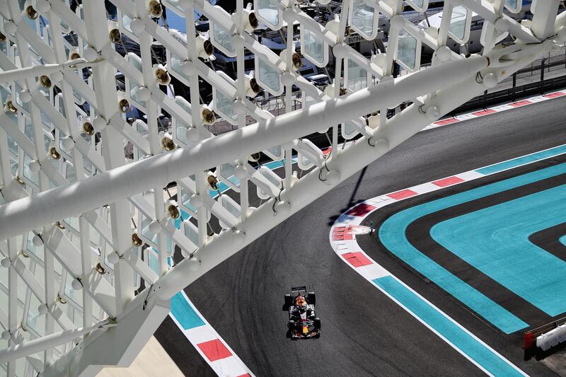 Daniel Ricciardo drives under the hotel. Getty Images