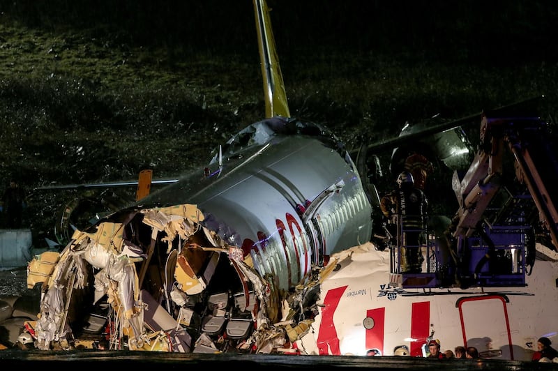 The plane's shattered fuselage. Reuters