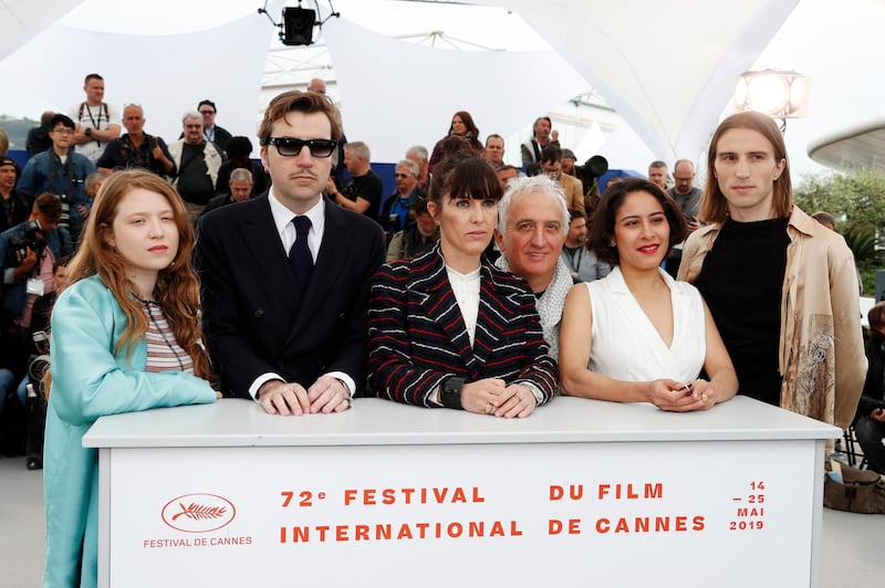 Special Jury Prize winners for the film "Liberte": director Albert Serra and cast members Baptiste Pinteaux, Marc Susini, Montse Triola, and Iliana Zabeth. Reuters