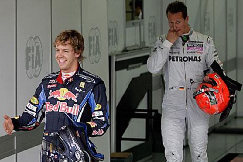 Michael Schumacher, right, was one of Sebastian Vettel's heroes when he was growing up.