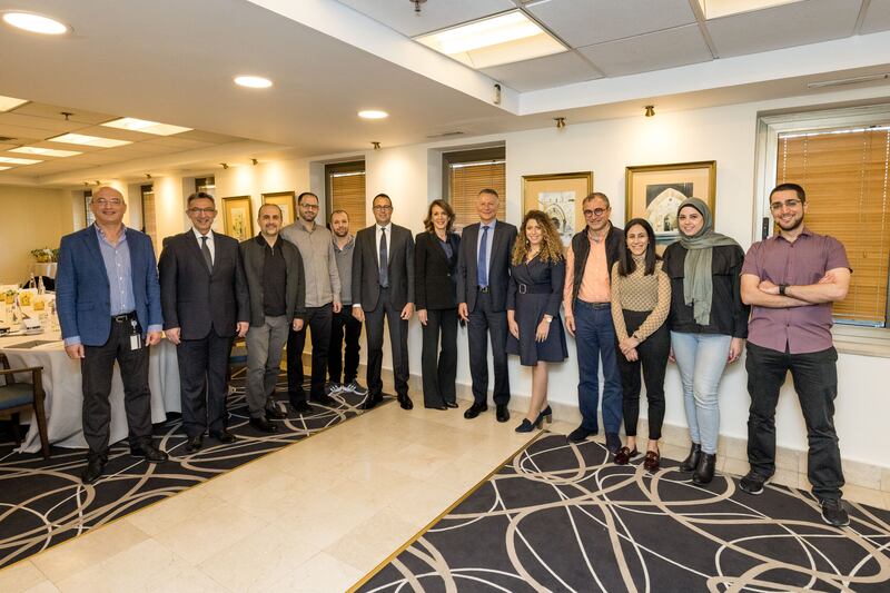 Ruth Porat, Google’s chief financial officer, centre, with Palestinian entrepreneurs and business leaders in East Jerusalem. Photo: Google