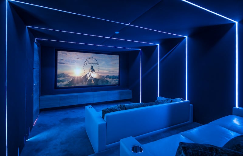 The cinema room in the London home. 