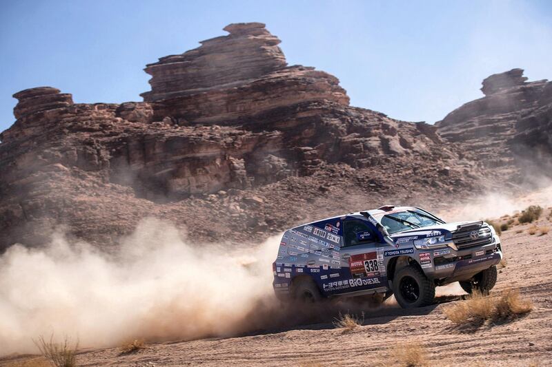 A J200 takes part in the 2019 Dakar Rally