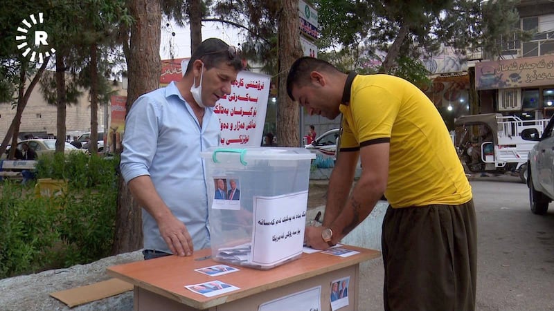 “Mokhtar Noori, a Kurdish man from Halabja, Iraq, set up a ballot box for the US elections. Sixty-two people voted within two hours – with the two candidates, Donald Trump and Joe Biden receiving an equal amount of votes.” Courtesy: Rudaw 
