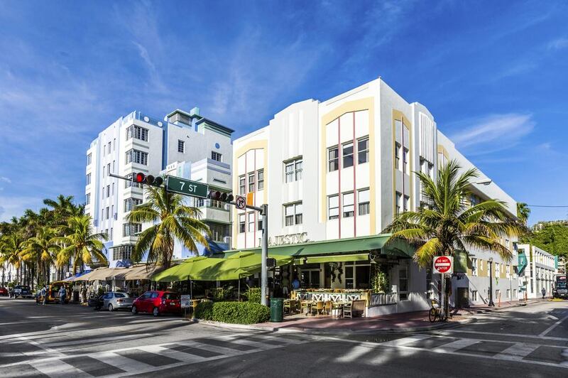 Art deco-inspired buildings on Ocean Drive in South Beach. The street is a good starting point for walking tours of the area. iStockphoto.com
