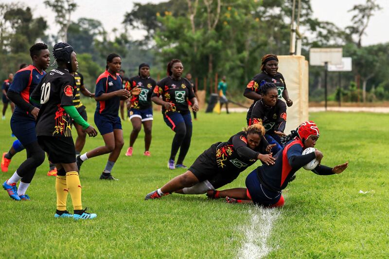 A women's rugby match between Red Dragon and Fon Dream Academy in Yaounde, Cameroon. AFP