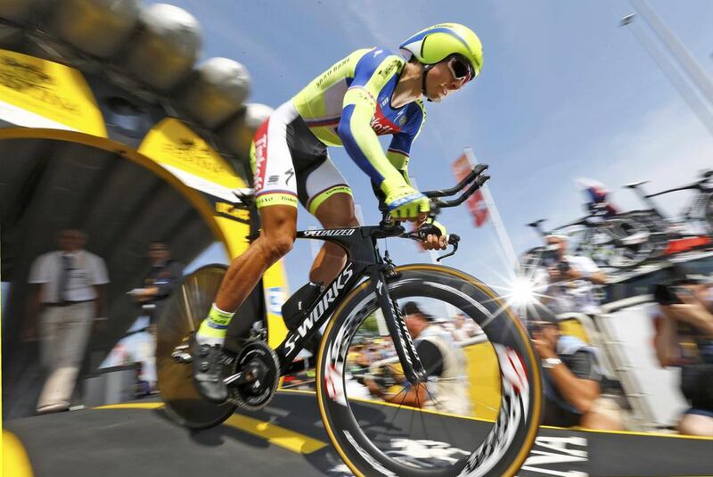 Tinkoff-Saxo rider Peter Sagan of Slovakia cycles during the first stage of the 2015 Tour de France on Saturday. Stefano Rellandini / Reuters
